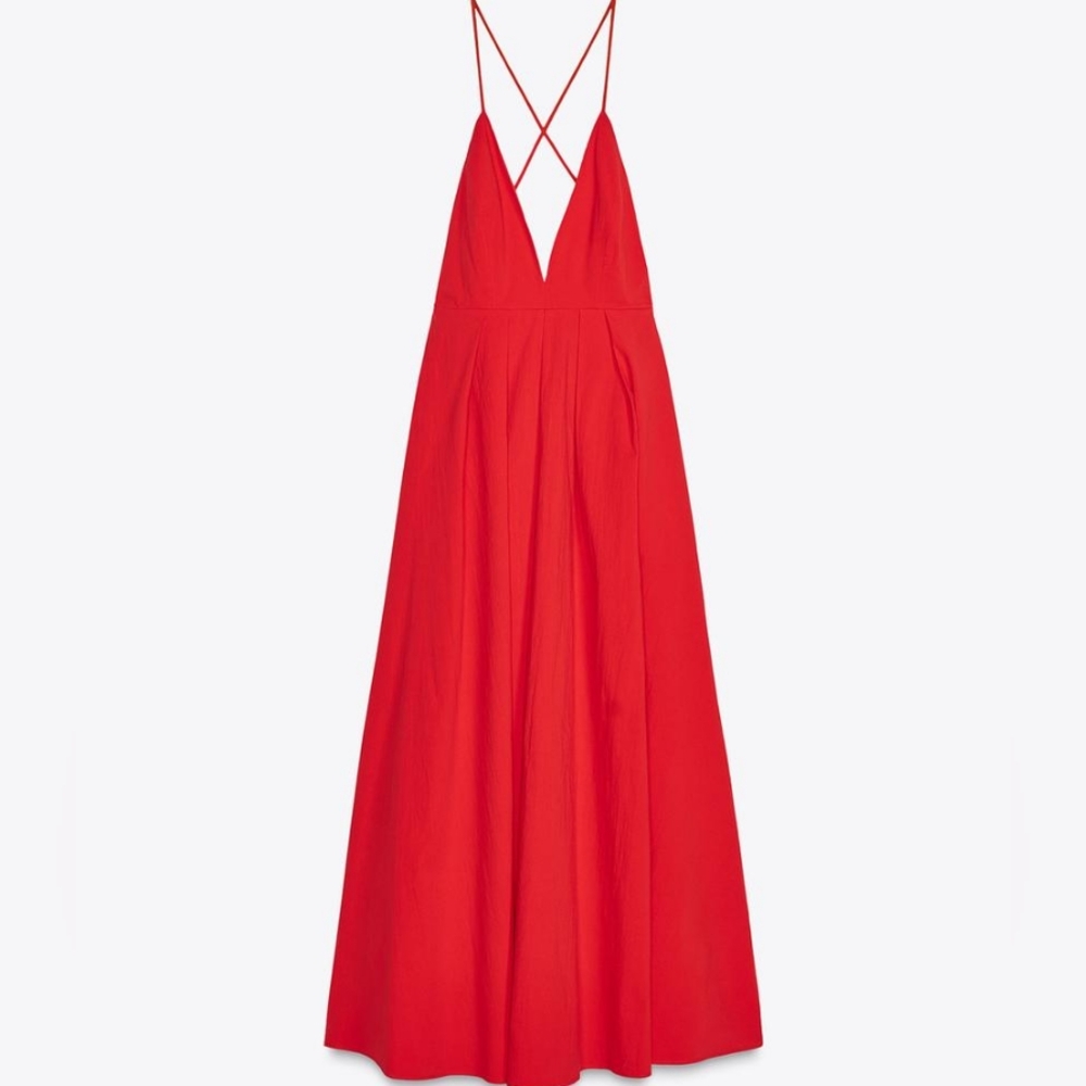 Zara Open Back Dress Strappy Ajustable Straps Pockets red Zw Collection Sz M NWT - Picture 10 of 16